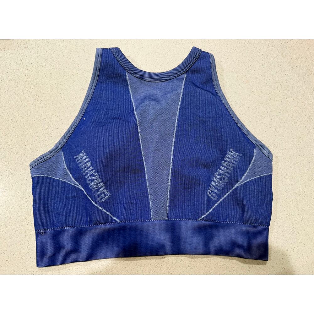 Gymshark Turbo High Neck Seamless Sports Bra in Blue‎ S